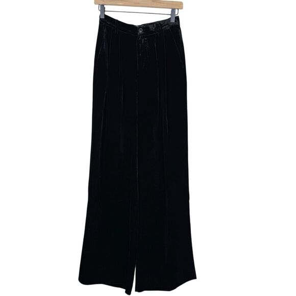 Cami NYC Pants - New Cami NYC Rylie Wide Leg Pants Black Velvet Pleated Trousers Size 0